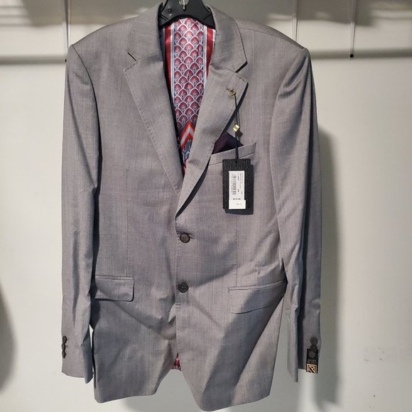 NWT Ted Baker Men's Debonair ArcinaJ Plain Wool Suit Jacket Gray 40R $625 BB452